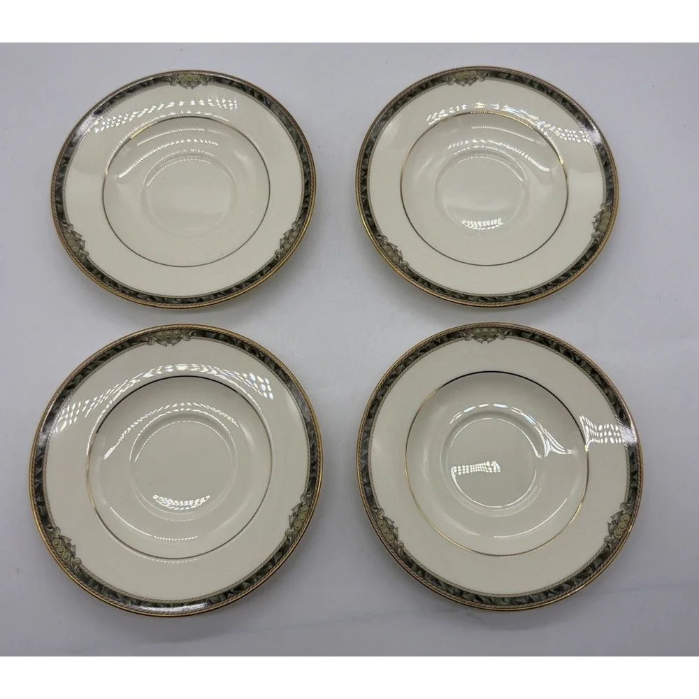 4 Noritake  Covina Pattern  Bone China Saucers in  Excellent Condition, 6 inches